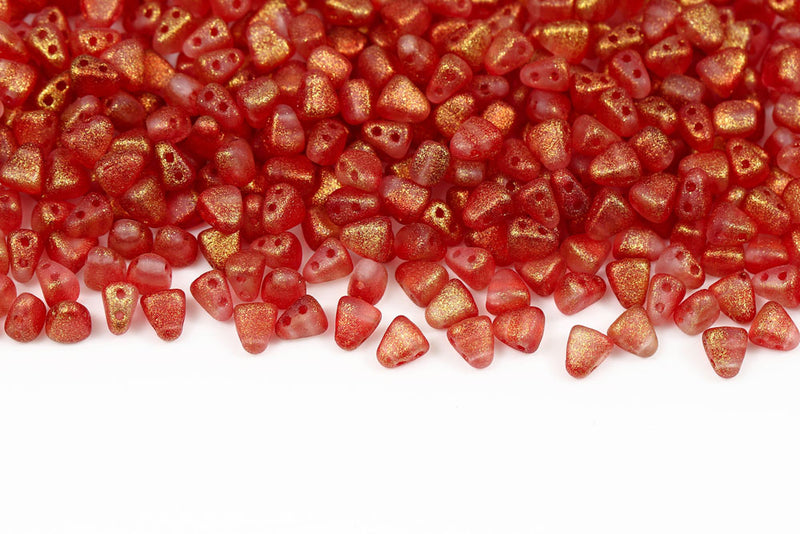 Nib-Bit 6×5mm Crystal Frozen Padparadscha Matt 2-Hole Czech Beads