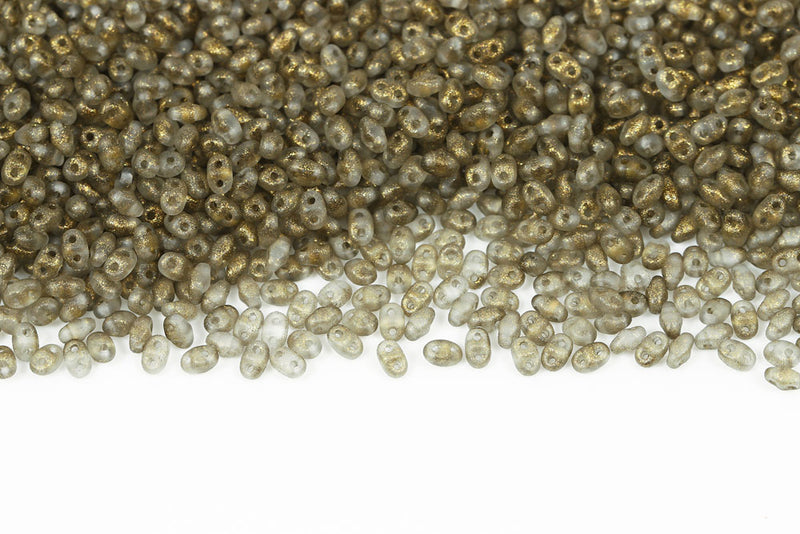 Miniduo 2×4mm Crystal Frozen Dark Olivine Matt 2-Hole Czech Beads