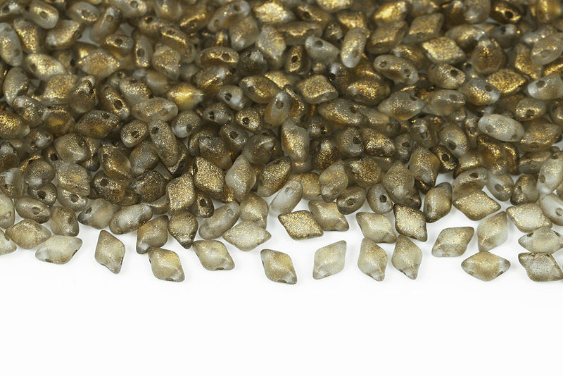 Gemduo 8×5mm Crystal Frozen Dark Olivine Matt 2-Hole Czech Beads
