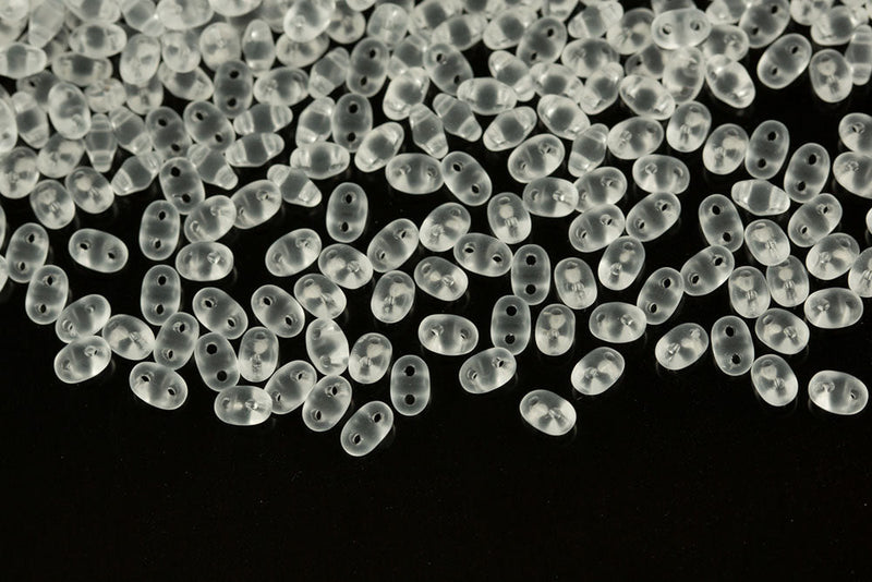 Miniduo 2×4mm Crystal Matt 2-hole Czech Beads