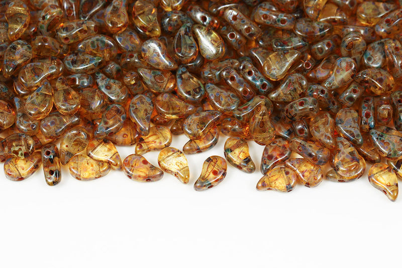 Flatduo 8×5mm Crystal Travertin Dark 2-Hole Czech Beads