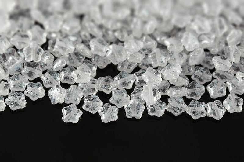 Star 6mm Silver Splash Crystal Czech Glass Beads