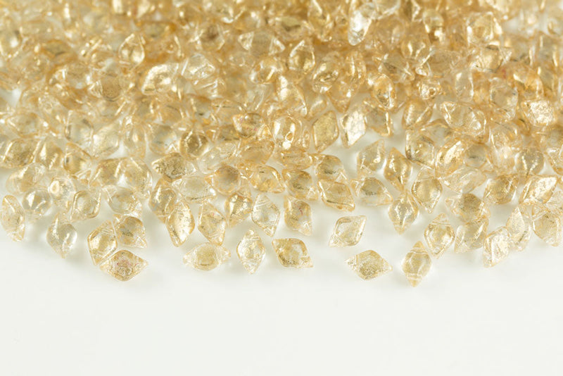 Gemduo 8×5mm Crystal Gold Splash 2-Hole Czech Beads