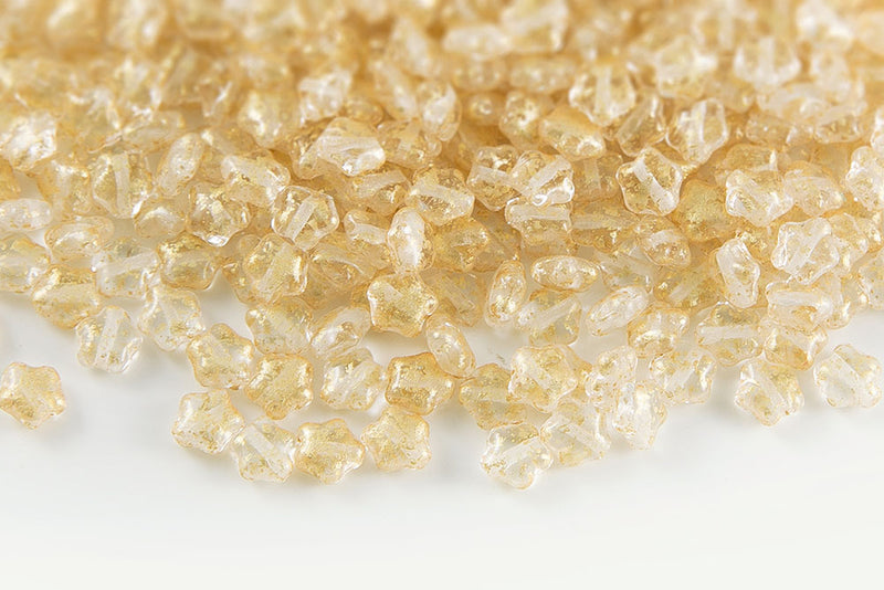 Star 6mm Gold Splash Crystal Czech Glass Beads