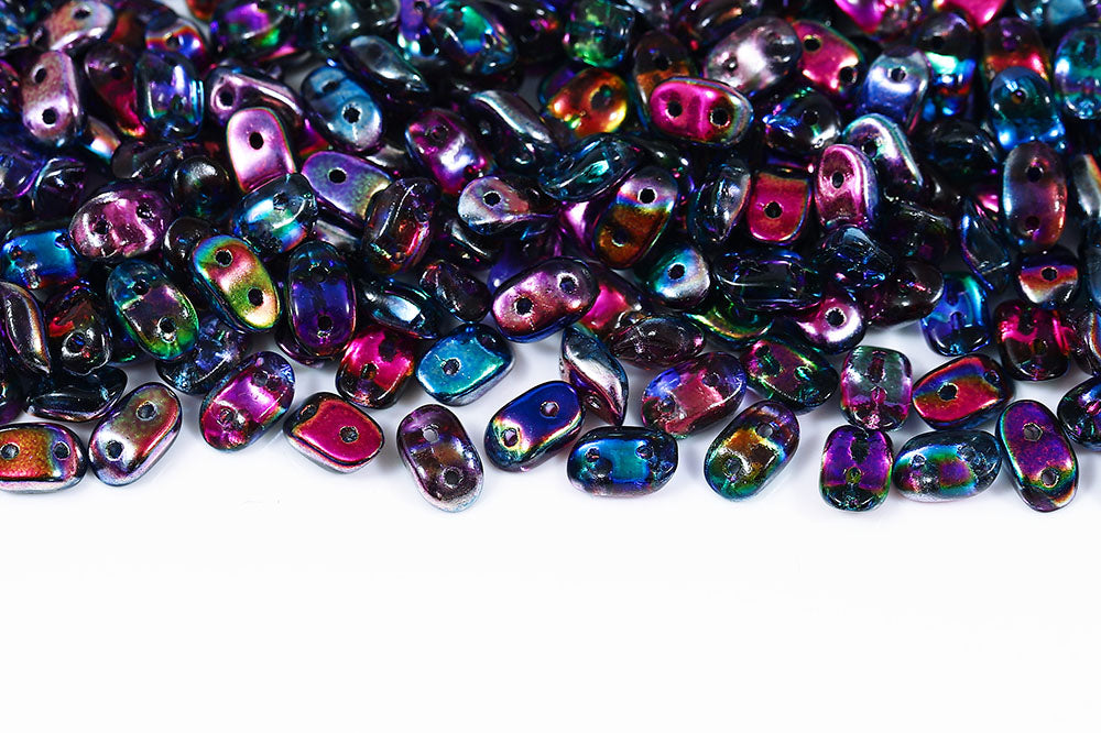 Wave 3×7mm Crystal Magic Blue Pink 2-Hole Czech Beads