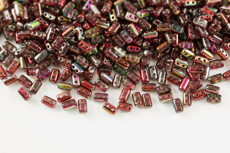 Rulla 5×3mm Crystal Magic Red Brown 2-hole Czech Beads