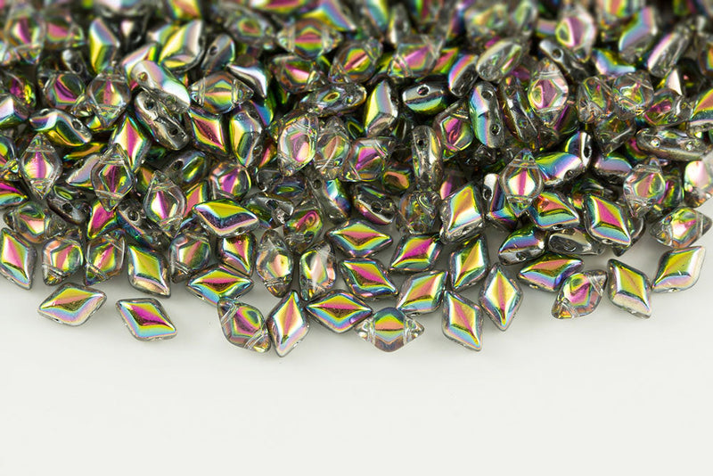 Gemduo 8×5mm Magic Yellow Brown 2-Hole Czech Beads