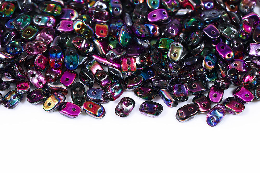 Wave 3×7mm Crystal Magic Violet Gray 2-Hole Czech Beads
