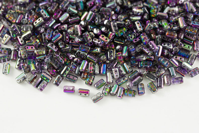 Rulla 5×3mm Crystal Magic Violet Gray 2-Hole Czech Beads