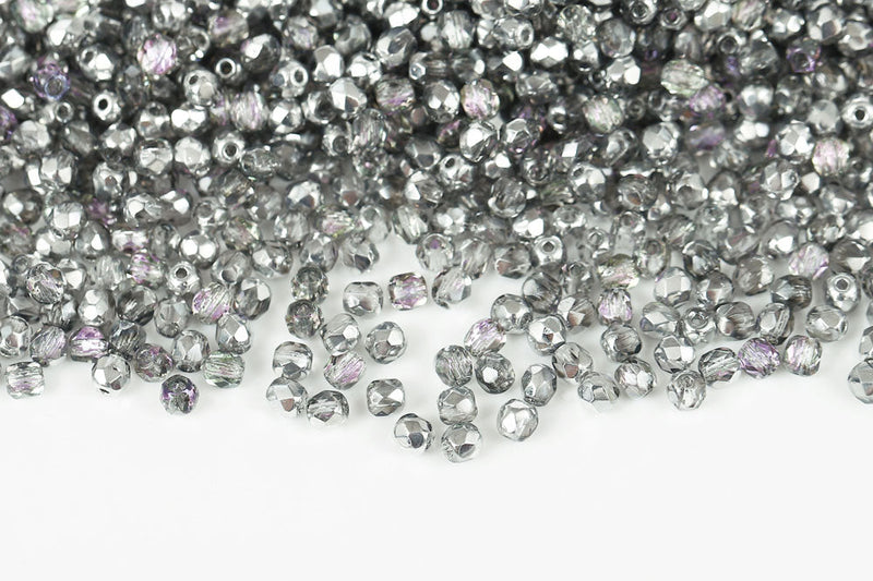 Czech Fire Polished 3mm Crystal Vitrail light Round Beads