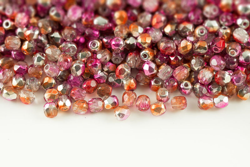 Czech Fire Polished 3mm Crystal Yellow Rose AB Full Finish Round Beads