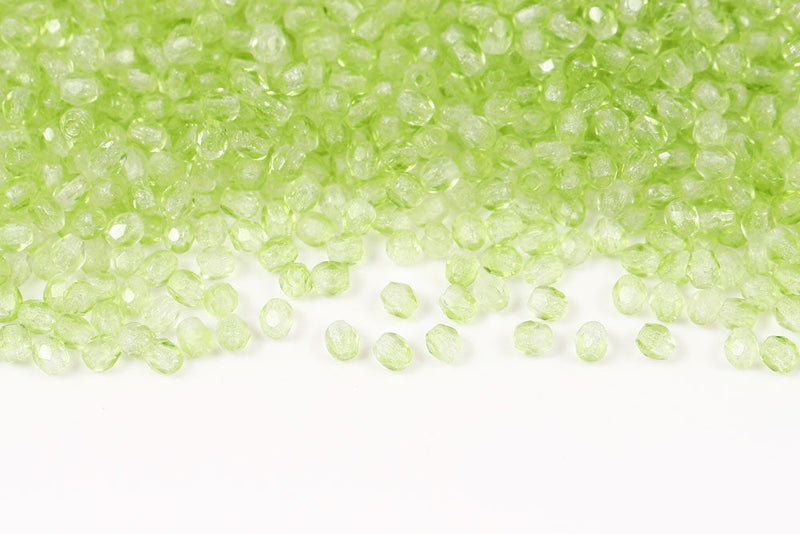 Czech Fire Polished 3mm Ceystal&Olivine Round Beads