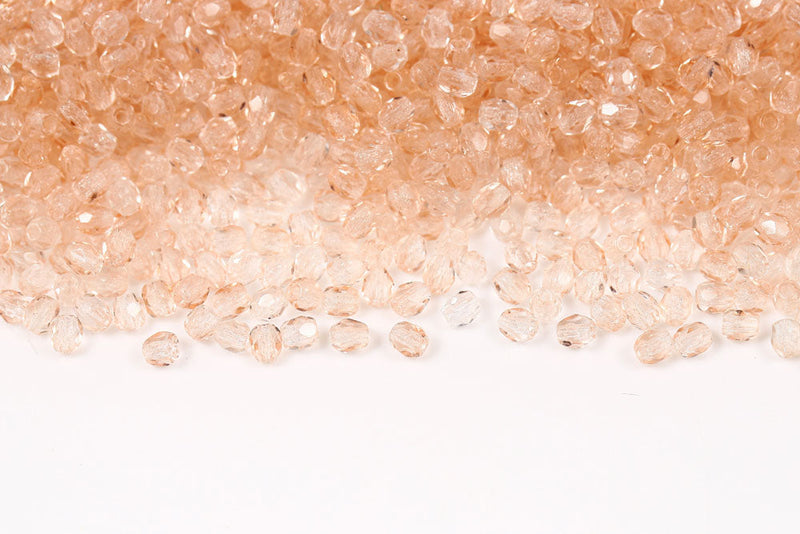 Czech Fire Polished 3mm Crystal&Drak Rose Round Beads