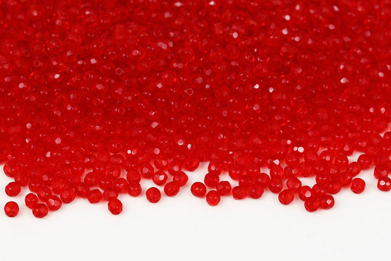 Czech Fire Polished 3mm Siam Round Beads