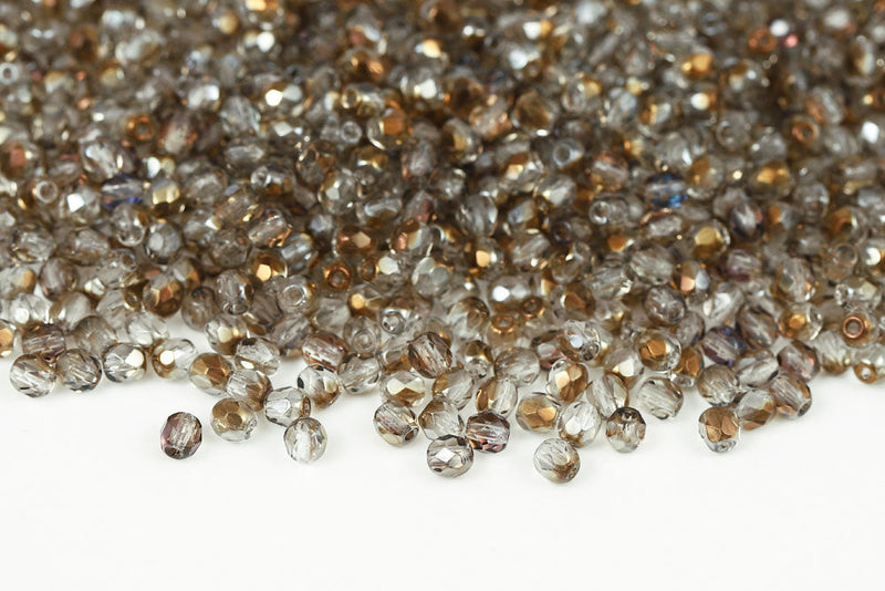 Czech Fire Polished 4mm Crystal Valentinit Round Beads