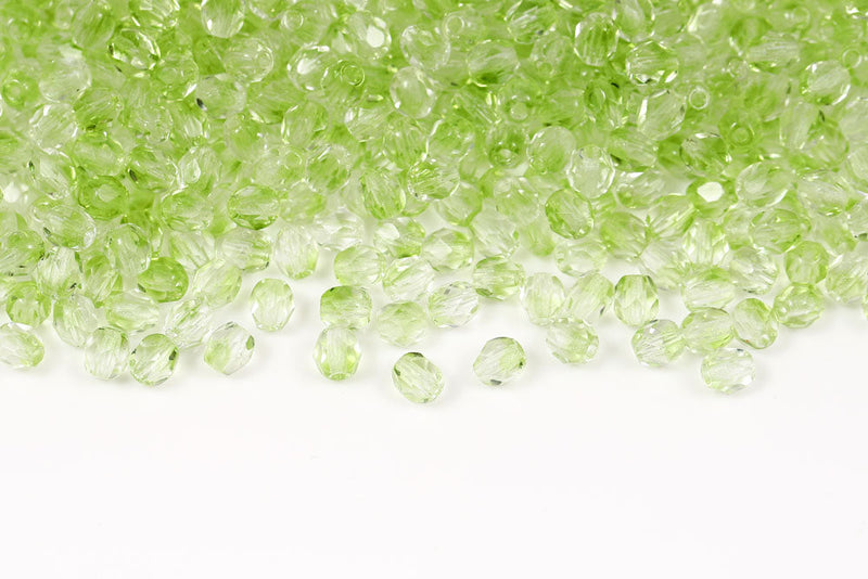 Czech Fire Polished 4mm Crystal&Olivine Round Beads
