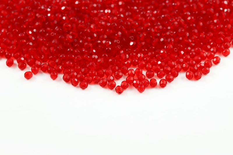 Czech Fire Polished 4mm Siam Round Beads