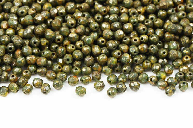 Czech Fire Polished 4mm Mix Copper Speckle Finish Round Beads