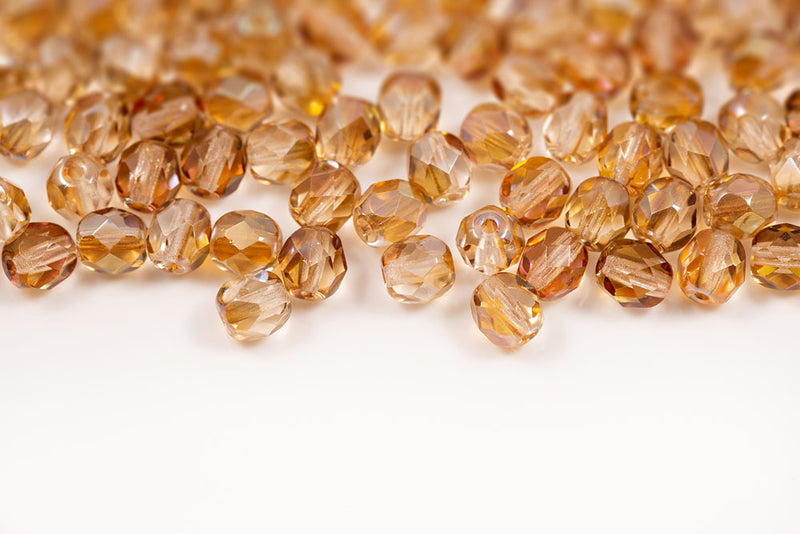 Czech Fire Polished 6mm Crystal Celsian Round Beads