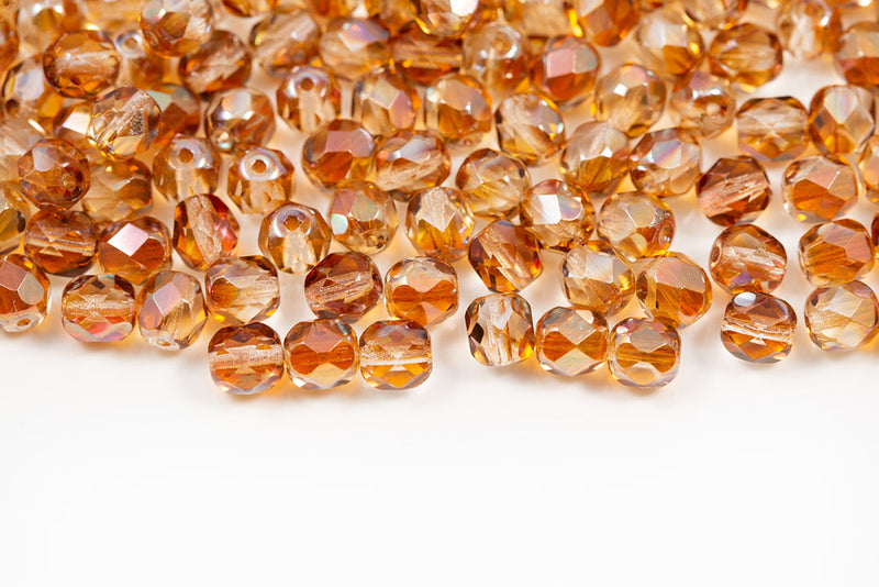 Czech Fire Polished 6mm Crystal Venus Round Beads