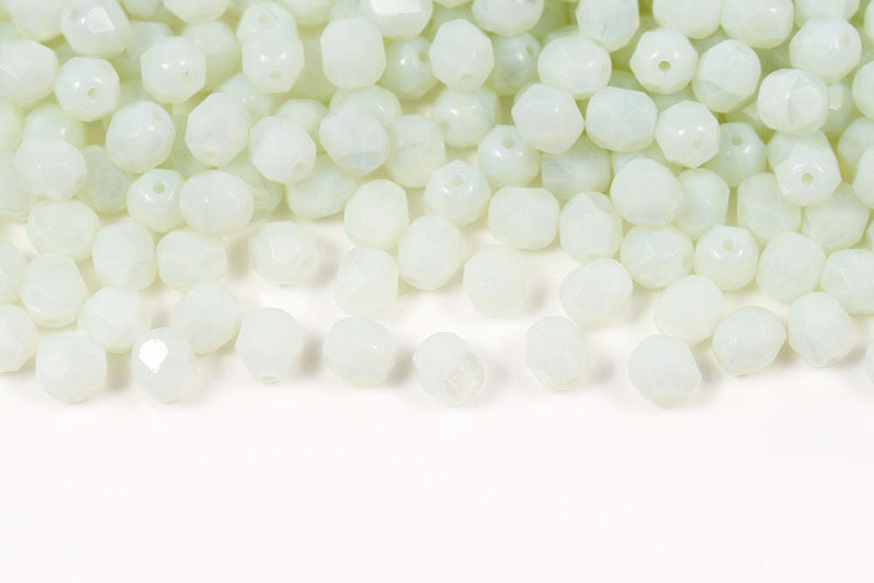 Czech Fire Polished 6mm Opal Brown Round Beads