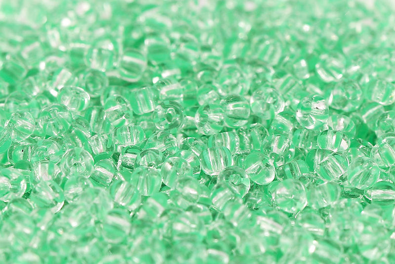 Preciosa Rocailles 6/0 Green Stripes On Crystal Col.00850