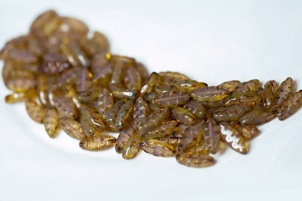 Serrated 18×7mm Opal Travertin 1-Hole Czech Beads