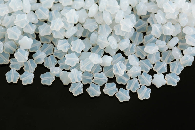 Star 6mm Opal White Czech Glass Beads