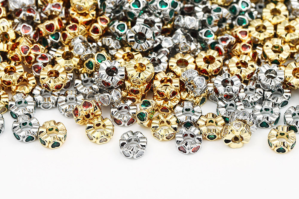 Gold Plated 8x4mm Heart Stone Settings Rondelle