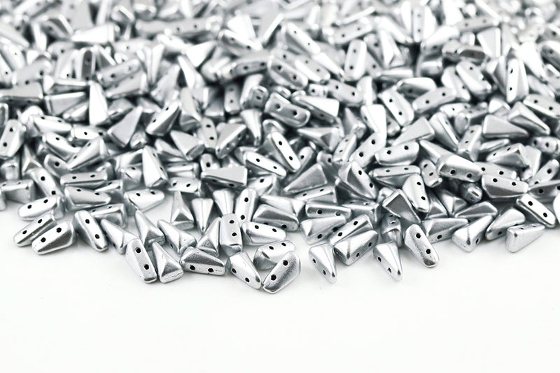 Vexolo 8×5mm Crystal Vintage Silver 2-Hole Czech Beads