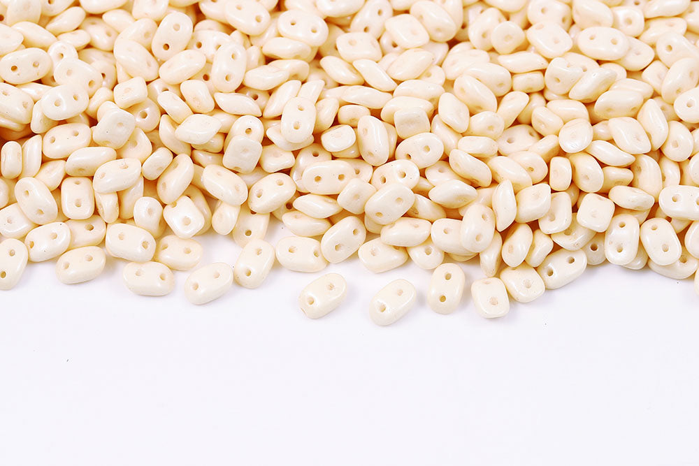 Wave 3×7mm Chalk Jonquil Luster 2-Hole Czech Beads