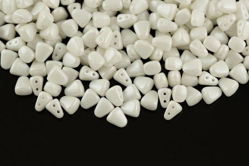 Nib-Bit 6×5mm Pearl Shine White 2-Hole Czech Beads