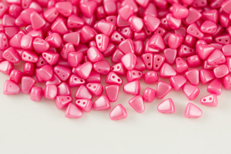 Nib-Bit 6×5mm Pearl Shine Light Pink 2-Hole Czech Beads