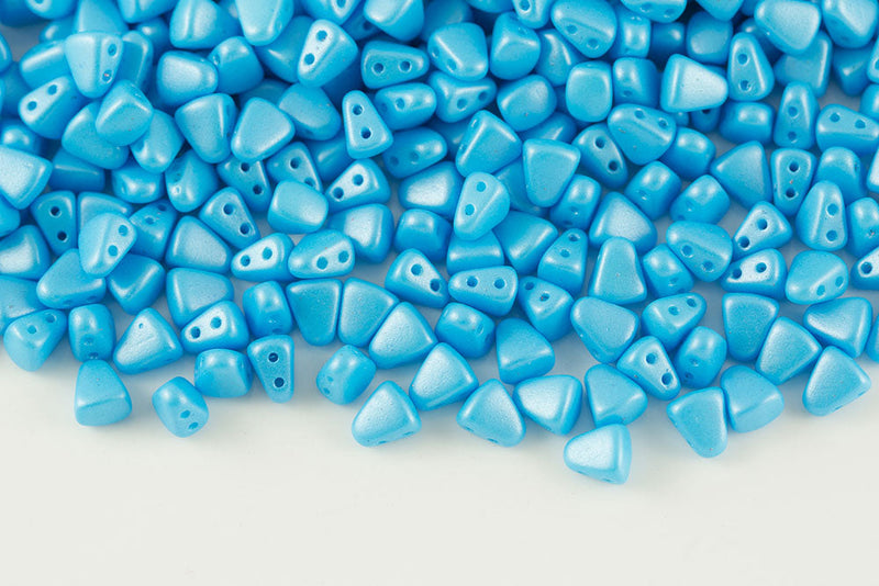 Nib-Bit 6×5mm Pearl Shine Aqua 2-Hole Czech Beads