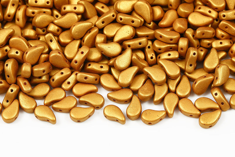 Flatduo 8×5mm Gold Shine Yellow Sun 2-Hole Czech Beads
