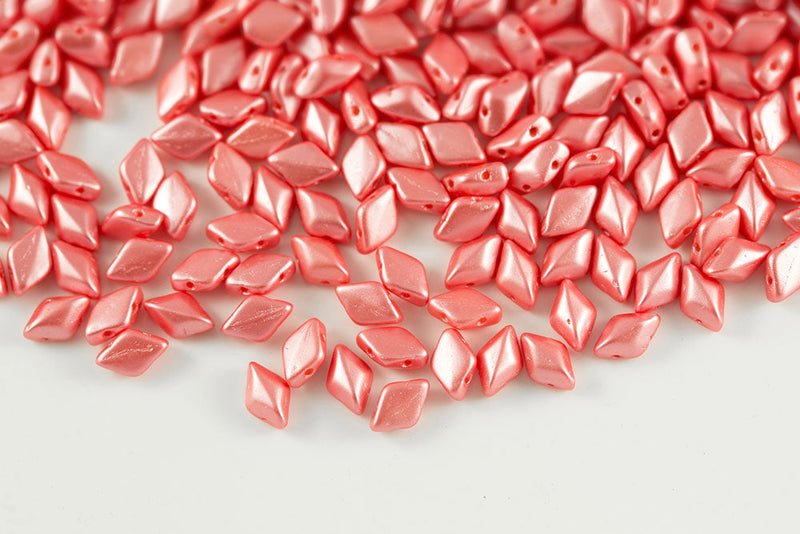 Gemduo 8×5mm Pastel Light Coral 2-Hole Czech Beads
