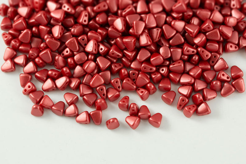 Nib-Bit 6×5mm Pastel Dark Coral 2-Hole Czech Beads