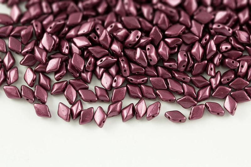 Gemduo 8×5mm Pastel Burgundy 2-Hole Czech Beads