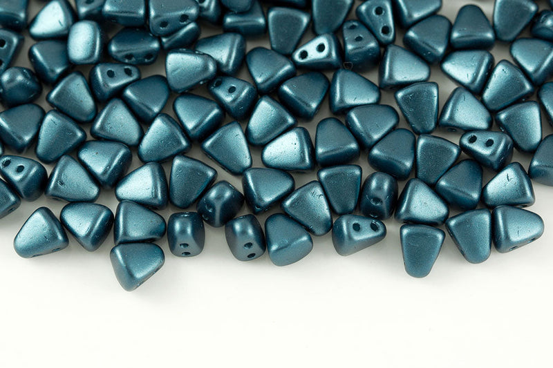 Nib-Bit 6×5mm Pastel Petrol 2-Hole Czech Beads