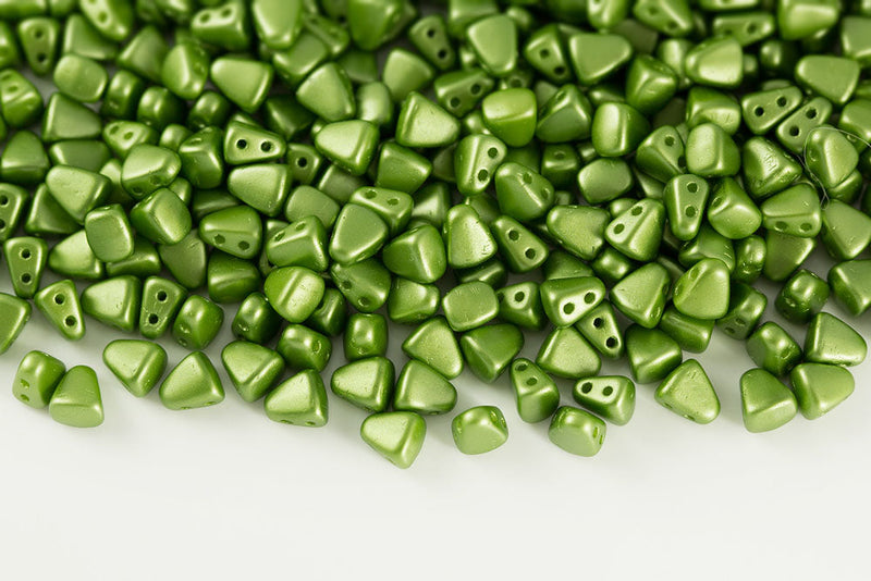 Nib-Bit 6×5mm Pastel Olivine 2-Hole Czech Beads