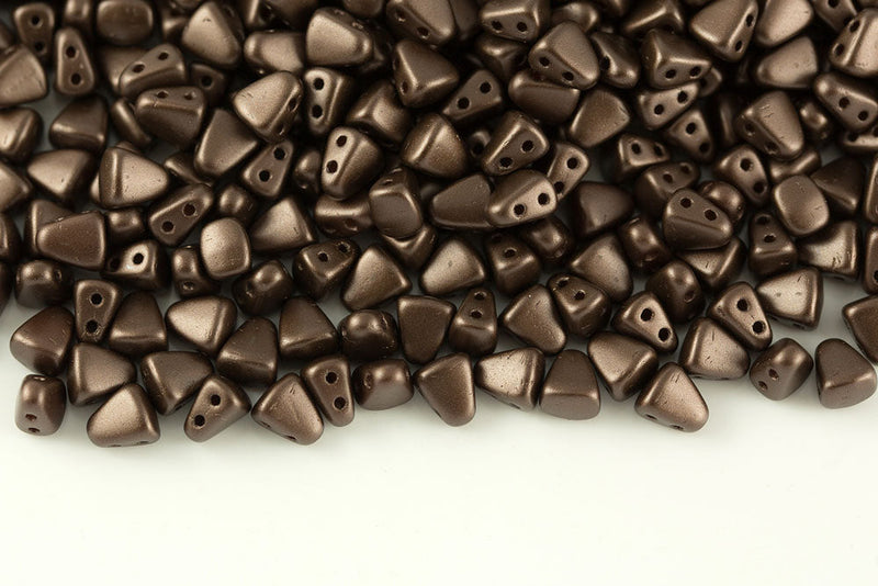 Nib-Bit 6×5mm Pastel Dark Brown/bronze 2-Hole Czech Beads