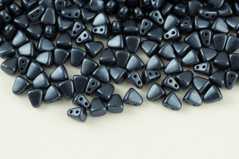 Nib-Bit 6×5mm Pastel Montana Blue 2-Hole Czech Beads