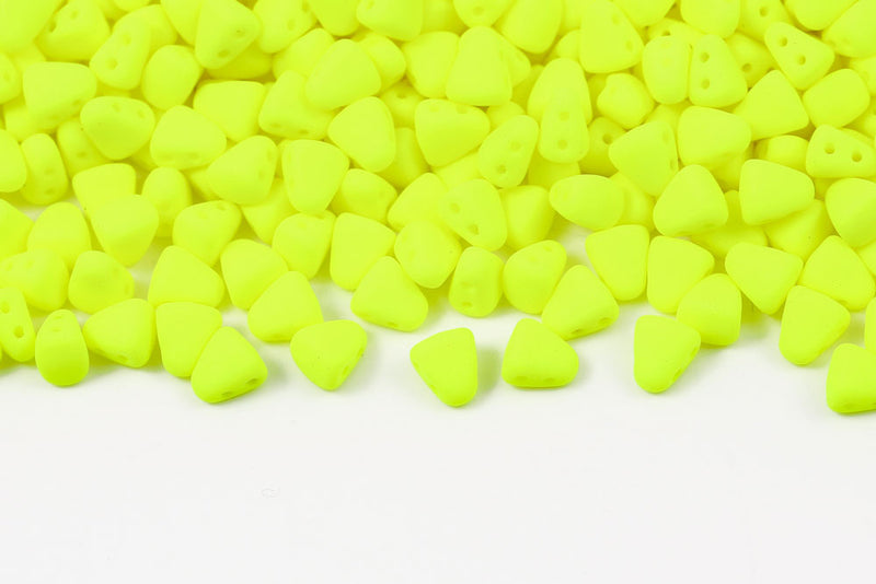 Nib-Bit 6×5mm Alabaster Yellow Neon 2-Hole Czech Beads