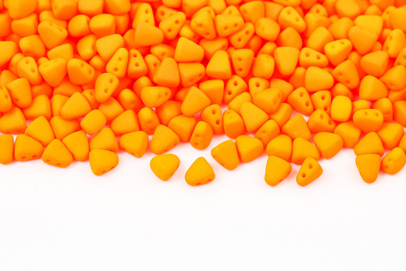 Nib-Bit 6×5mm Alabaster Orange Neon 2-Hole Czech Beads