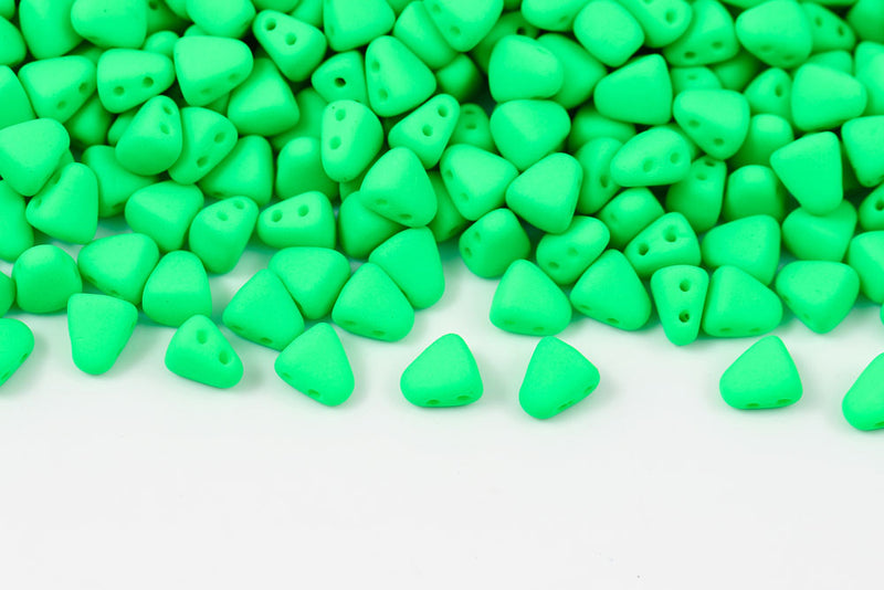 Nib-Bit 6×5mm Alabaster Green Neon 2-Hole Czech Beads