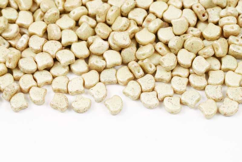 Ginko 7.5×7.5mm Stardance Beige Travertine 2-Hole Czech Beads