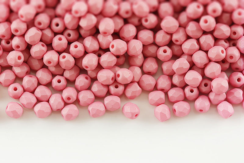 Czech Fire Polished 4mm Neon Silk Honeysuckle Round Beads