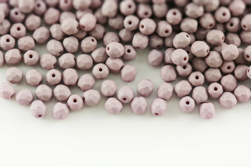 Czech Fire Polished 4mm Neon Silk Sand Round Beads