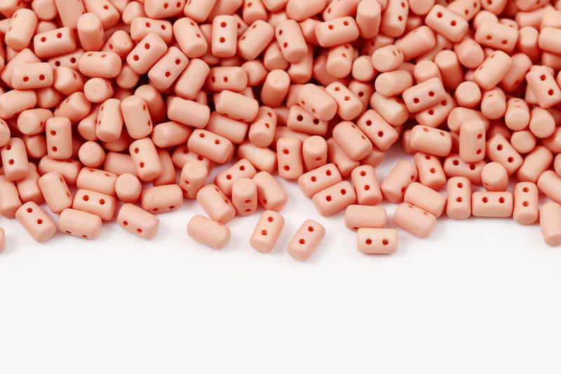 Rulla 5×3mm Neon Silk Peach 2-Hole Czech Beads