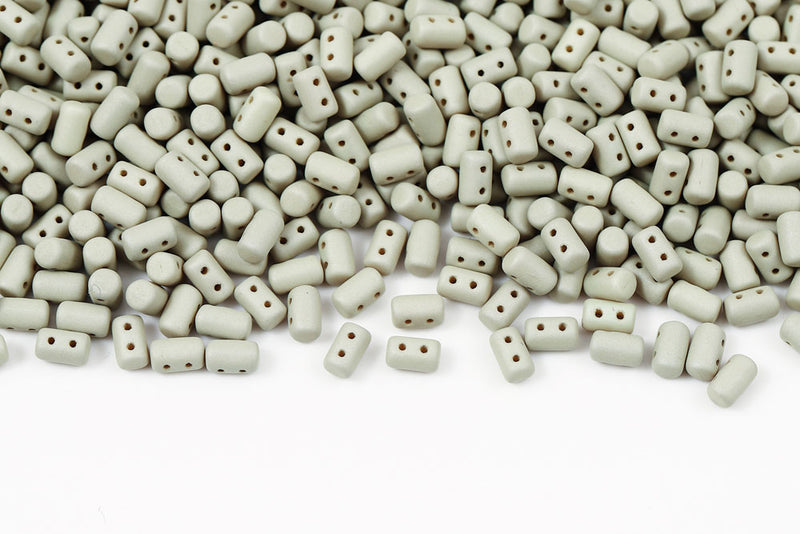 Rulla 5×3mm Neon Silk Sage 2-Hole Czech Beads